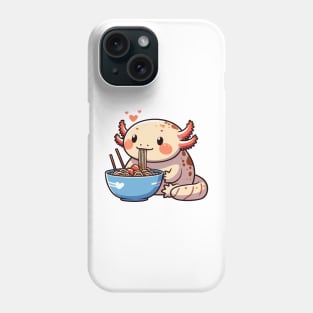 chubby axolotl eating ramen noodles Phone Case