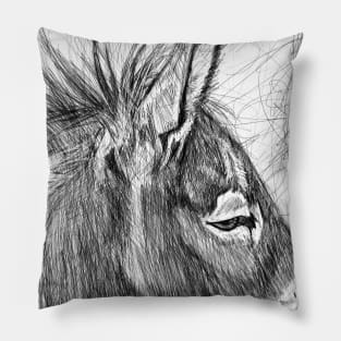 DONKEY pencil portrait .2 Pillow