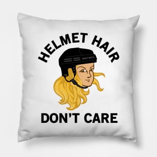 Hockey Helmet Hair Don't Care Blonde Pillow