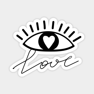 Pattern of eyes in love with heart and lettering. Valentine's day and love design. Magnet