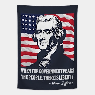 Thomas Jefferson - American Flag - 4th of July Tapestry