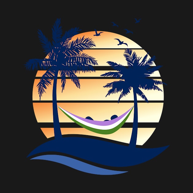 Genderqueer Pride Hammock Summer Beach Sunset by wheedesign