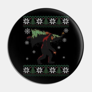 Bigfoot Ugly Christmas Design Sasquatch Xmas Pin