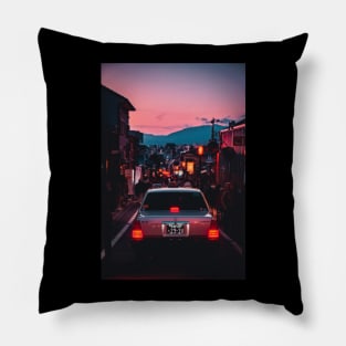 Sunset Taxi in Kyoto Japan Pillow
