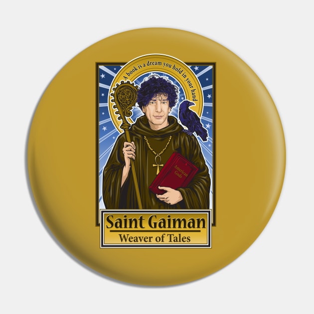 Saint Gaiman Pin by Pop Art Saints