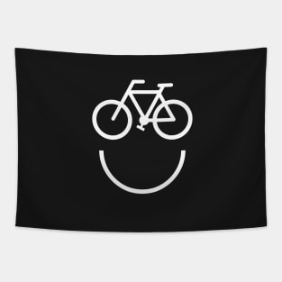 Smiling bicycle face, white bicycle smiley Tapestry