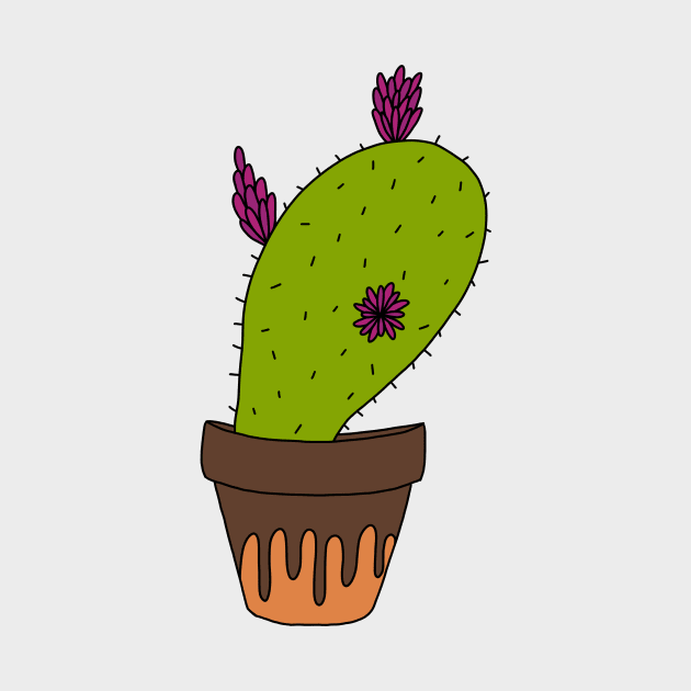 Cute Cactus Design #157: Big Cactus With Flowers In Terra-cotta Pot by DreamCactus