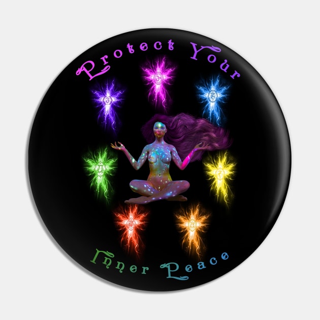 Protect Your Inner Peace Mug,coffee mug,t-shirt,sticker,tote,bag,apparel,magnet,pin,hoodie,pillow Pin by All Thumbs