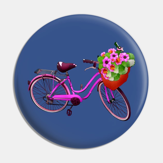 Girl Bike With Flowers Pin by holidaystore