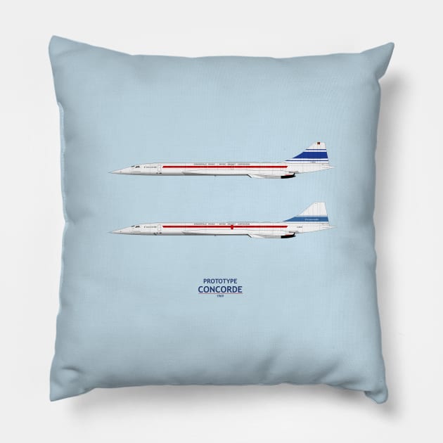 Prototype Concordes 001 And 002 Pillow by SteveHClark