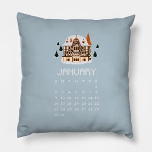 January 2022 Pixel Art Calendar Pillow