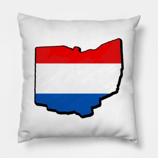 Red, White, and Blue Ohio Outline Pillow