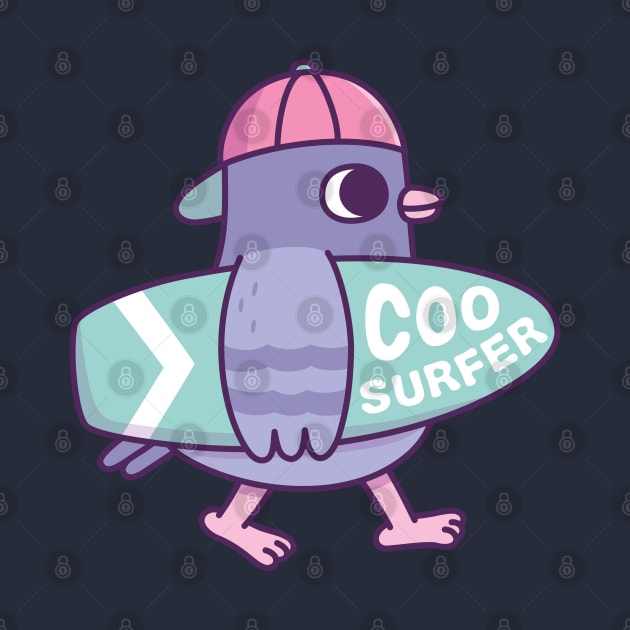 Cute Pigeon With Surfboard Coo Surfer Funny by rustydoodle