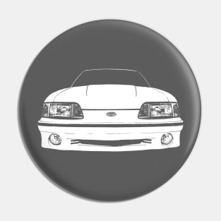 front Ford Mustang GT (fox body) - stylized white on dark background Pin