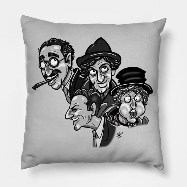 The 4 Marx Brothers Pillow by UzzyWorks