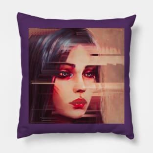 Baffled - Glitch Art Porttrait Pillow