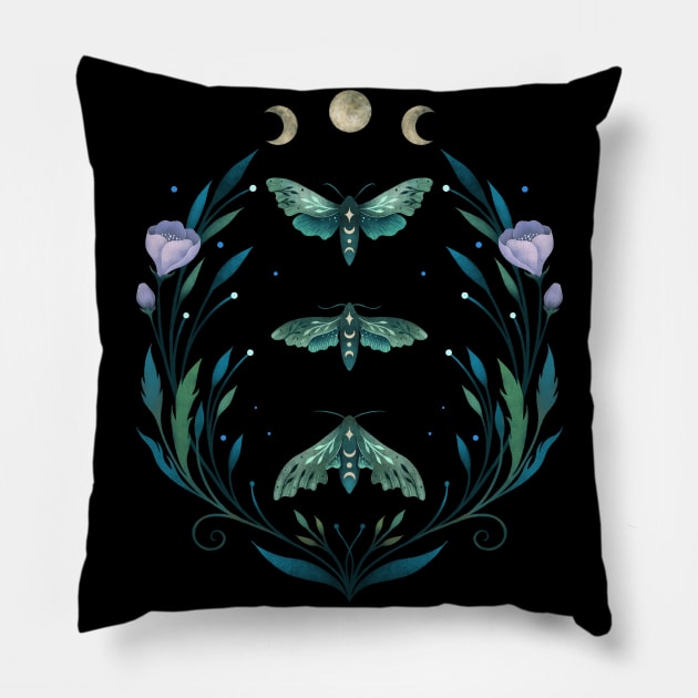 Lime Hawk Moths Night Pillow by Episodic Drawing