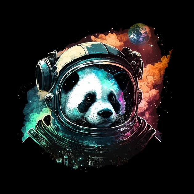 space panda by a cat cooking