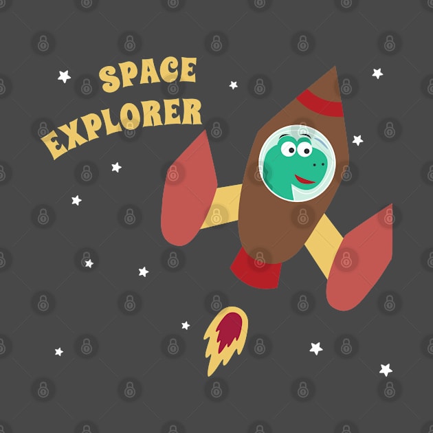 cute dinosaur astronaut play with his rocket. by KIDS APPAREL