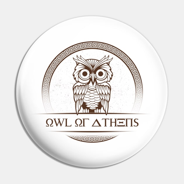 'Owl Of Athens' Awesome Athens Greek Mythology Gift Pin by ourwackyhome