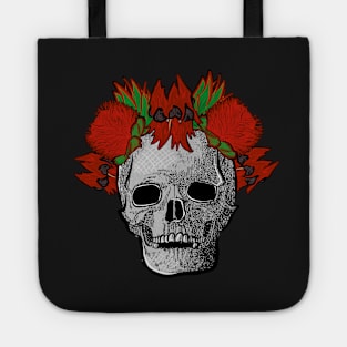 Native Australian Flower Crown on Skull - Sturt Desert Pea with Banksia Flowers - CreateArtHistory Tote