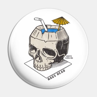 Nags Head, NC Summertime Vacationing Skull Drink Pin