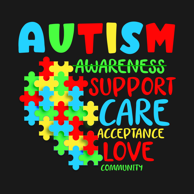 Autism Awareness Support Care Acceptance Love Community by Quotes NK Tees