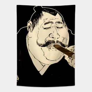 Puff Sumo: Smoke a Cigar and Have a Wonderful Day on a dark (Knocked Out) background Tapestry