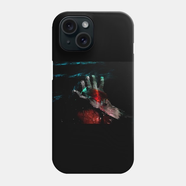 Digital collage, special processing. Hand laying on some wet surface. Psychedelic. Liquid in hand. Blue, red and orange. Phone Case by 234TeeUser234