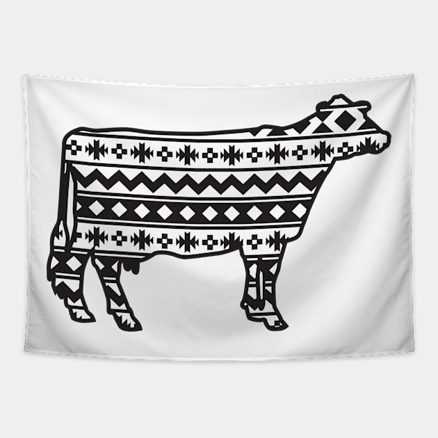 Dairy Cow with Southwest Pattern Tapestry by SAMMO