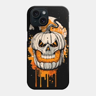 Skull-Grin Jack-o'-Lantern: A Spooky Minimalistic Vision Phone Case