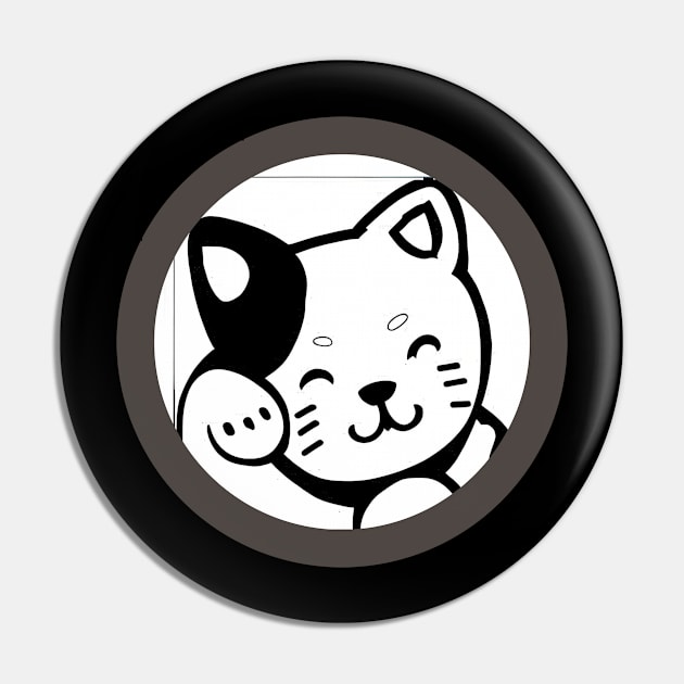 Cute cartoon kitty pawing its face, black& white circle frame Pin by PersianFMts