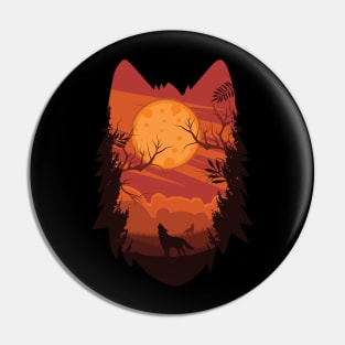 Wolf forest Pin