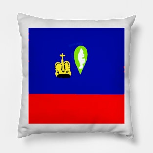 Sporty Liechtenstein Design on White Background Pillow