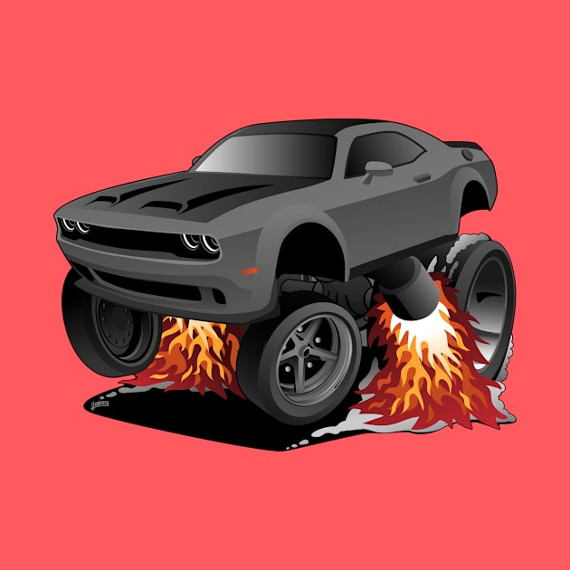 Modern American Muscle Car Cartoon Illustration by hobrath