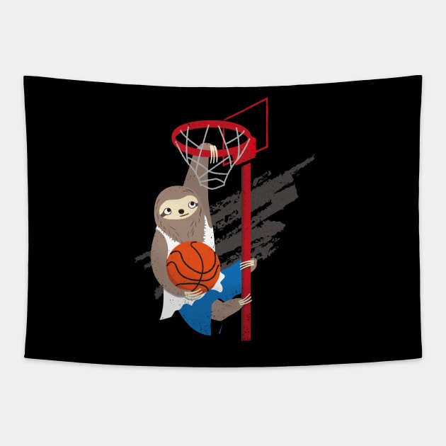 Sloth Basketball Funny Slam Dunk Tapestry by propellerhead