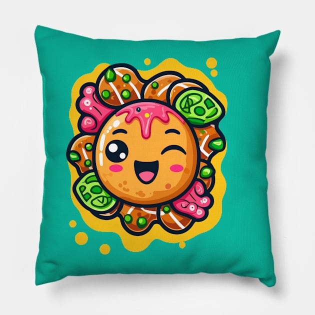 Super Cute Kawaii Takoyaki Octopus Balls Takoyaki Pillow by RuftupDesigns