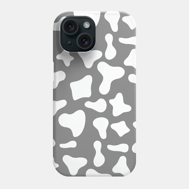 White Dairy Cow Print Pattern on Grey Background Phone Case by Cow Print Stuff