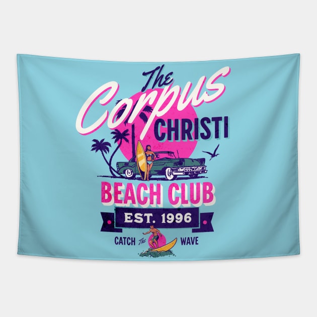 Corpus Christi Beach Club Tapestry by TheCraftyDrunkCo