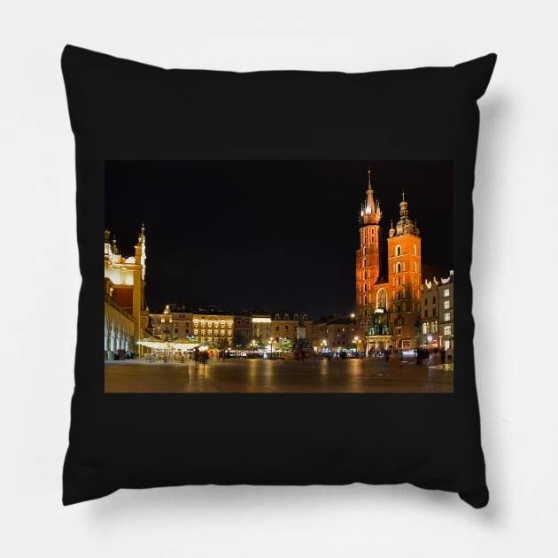 Rynek Glowny at Night Pillow by jojobob