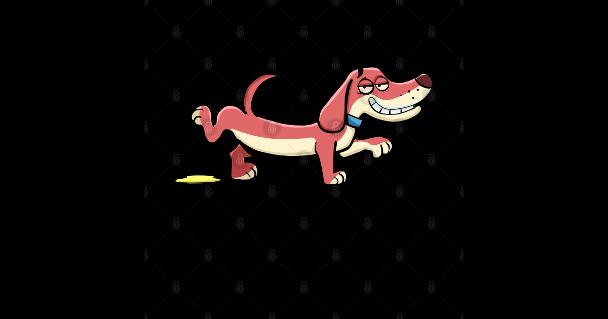 dachshund peeing and smiling while doing it Dog Pee Sticker TeePublic