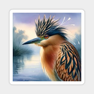 Colorful Nankeen Night-Heron - Watercolor Bird Magnet