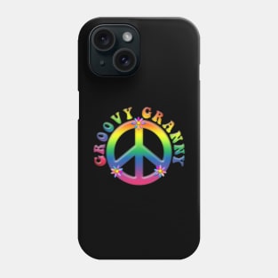 Tie Dye GROOVY GRANNY Peace Symbol with Flowers Phone Case