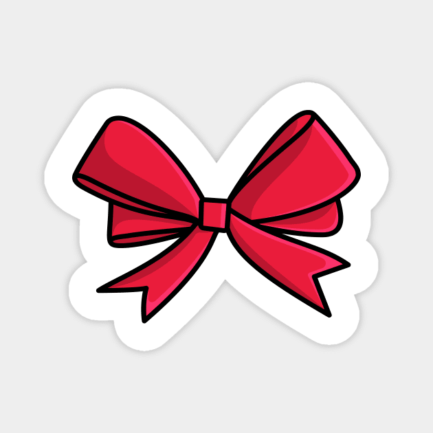 Christmas red gift ribbon, bow vector icon illustration. Magnet by AlviStudio