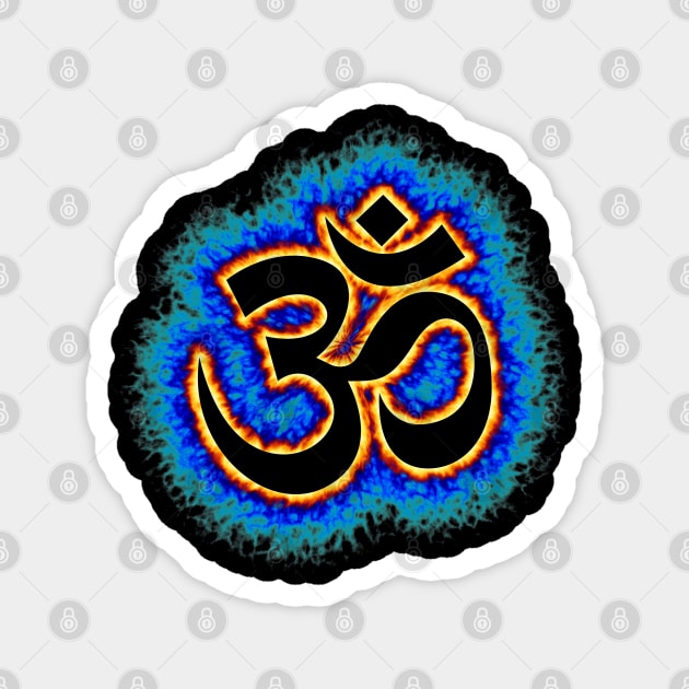 blue Om fire symbol Magnet by DrewskiDesignz