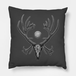 Black and White Reindeer Skull Pillow