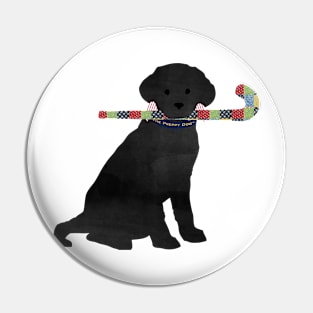 Black Lab Retriever Field Hockey Dog Pin