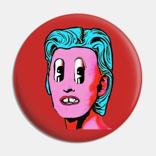 Horrible Retro Pop Art 2 | Alternate Universe Surreal LSD Design | Pink Face Pin