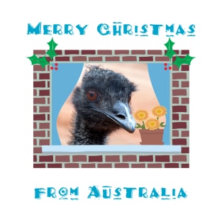 Merry Christmas from Australia with Emu in Window T-Shirt