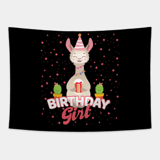 'Alpaca Llama Cactus Birthday Girl' Alpaca Llama Gift Tapestry